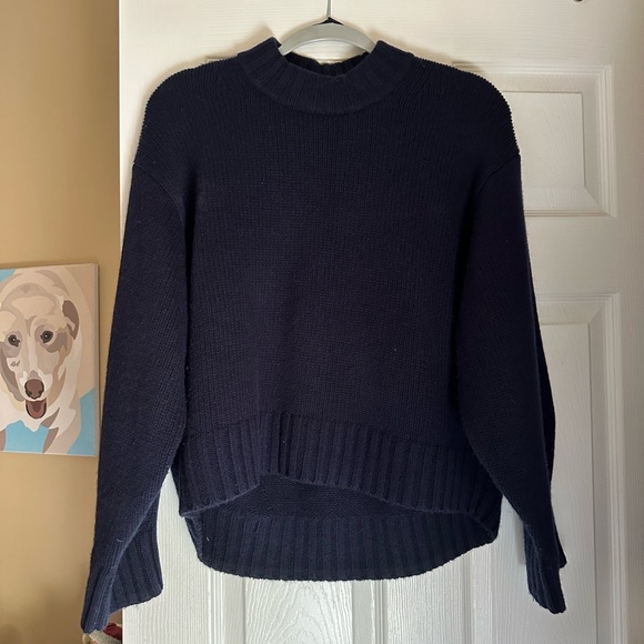 COS Chunky Pure Cashmere Crew Neck Jumper Sweater Navy - Picture 2 of 11